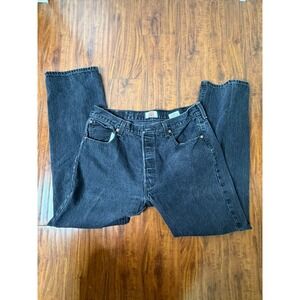 Levis 501 Jeans Mens 36x32 Black Denim Button Fly Original Fit Straight Leg